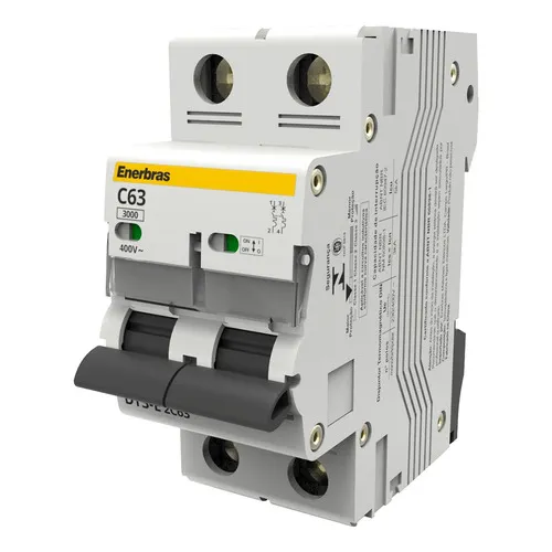 Disjuntor Bipolar Din Curva C Termomagnético 3ka 2p 63a Foto 1