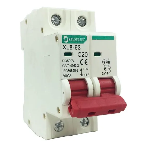 Disjuntor Dc Corrente Continua Bipolar 20 Amperes 500v Solar Foto 1