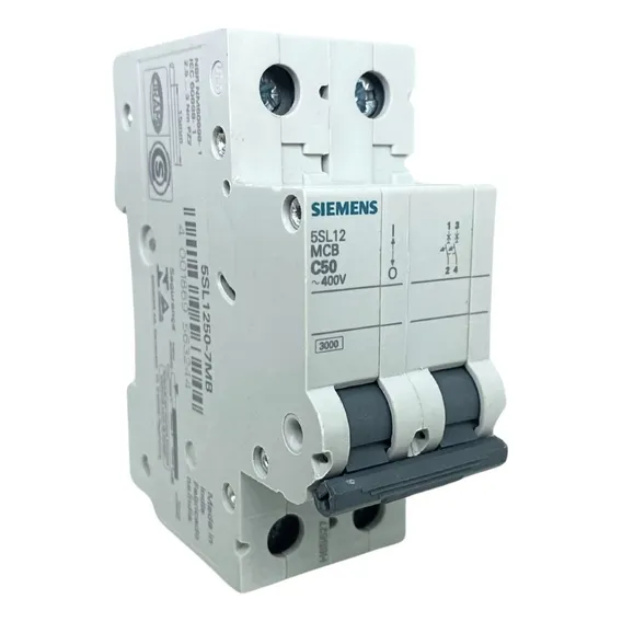 Disjuntor Din Bipolar 50a Curva C 5sl1 Siemens Foto 1