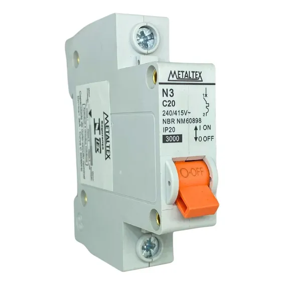 Disjuntor Monopolar Din 20a Curva C Unipolar - Metaltex Foto 1