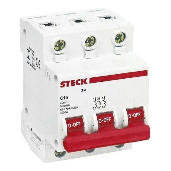 Disjuntor Tripolar 100a Curva C 10ka Sdd3c100 Steck Foto 1