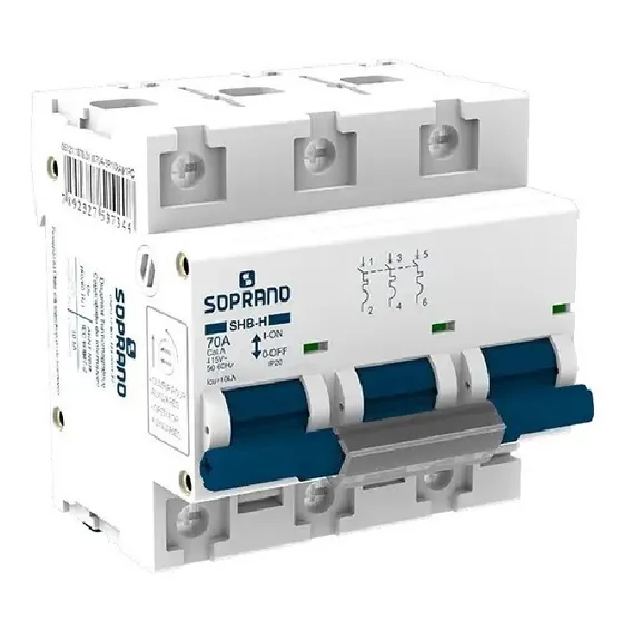 Disjuntor Tripolar Din Curva C 70a 10ka Foto 1