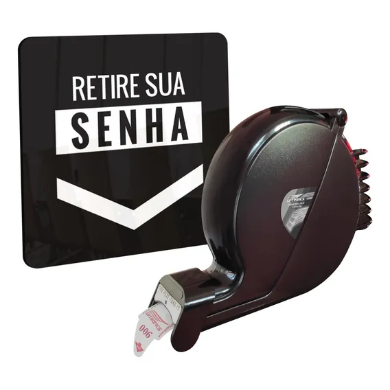 Dispensador De Senhas Com Placa Retire Sua Senha + 5 Bobinas Cor Preto Foto 1