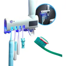 Dispenser Aut Pasta De Dente + Suporte Escova Uv Branco Foto mini 1
