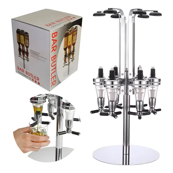 Dispenser Dosador De Bebidas Giratório 6 Garrafas Inox Foto 1