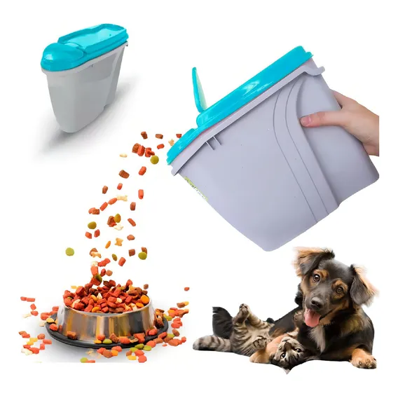 Dispenser Home Porta Ração Plast Pet 3,5l Diversas Cores Cor Azul Pote Home Para Ração Plast Pet Foto 1