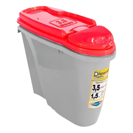 Dispenser Home Porta Ração Plast Pet 3,5l Diversas Cores Cor Vermelho Foto 1