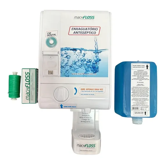 Dispenser Machfloss Evolution 3x1 + Enxaguante + Fio Dental Foto 1