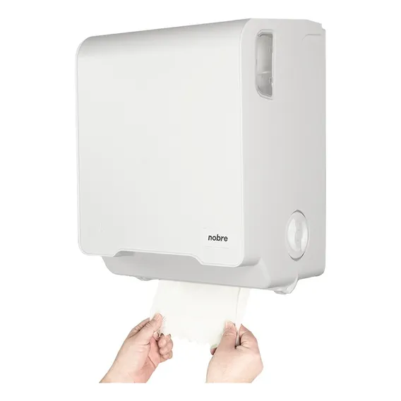 Dispenser Papel Toalha Auto Corte Branco Bobina Mecânico Foto 1
