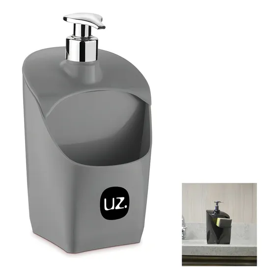 Dispenser Porta Detergente Esponja Organizador Pia Cozinha Cor Cinza Foto 1