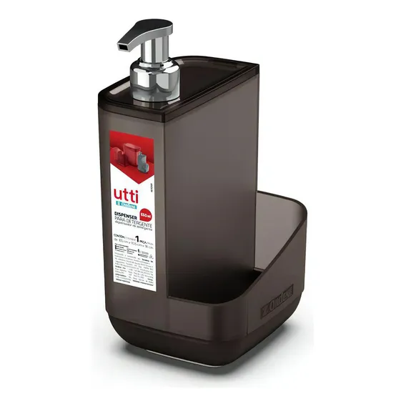 Dispenser Porta Detergente Líquido Esponja Preto Pia Ordene Foto 1