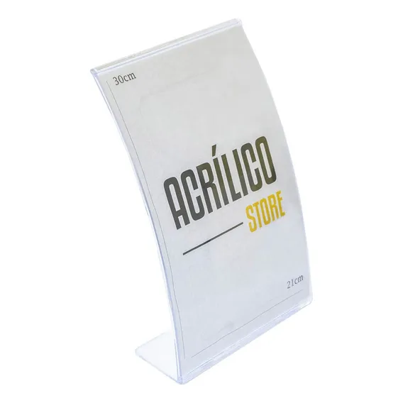 Display AcrÃlico Store L Curvado A4 Vertical 21x30cm Foto 1