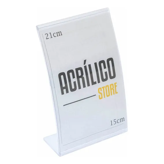 Display Acrílico Store L Curvado A5 Vertical 15x21cm 10 Peças Cor Cristal Foto 1
