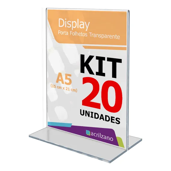 Display Expositor T A5 Acrílico 21x15 Balcão Mesa Kit20 Foto 1