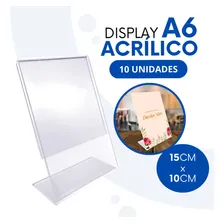Display Mesa Acrílico Cristal A6 L Vertical Kit C/ 10 Un Foto mini 1