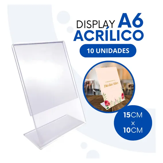 Display Mesa Acrílico Cristal A6 L Vertical Kit C/ 10 Un Foto 1