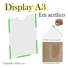 Display Parede Quadro Avisos Porta Folhas A3 AcrÃlico Vert Foto mini 1