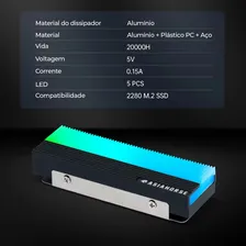 Dissipador Calor AlumÃnio Argb Gaveta Ssd M.2 Nvme 2280 Pc Foto mini 2