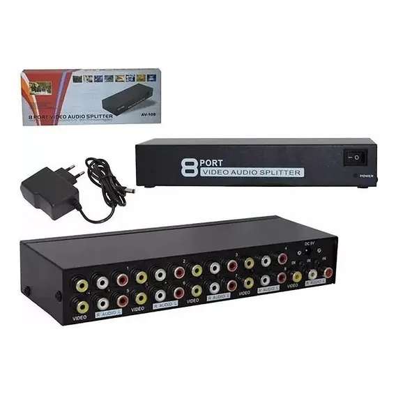 Distribuidor Rca Audio Video Splitter Composto Estereo 1x8 Foto 1