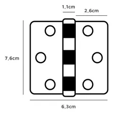Dobradiça Inox Com Rolamento Escovada 3 X 2,5 Kit 3 Unidades Foto mini  2