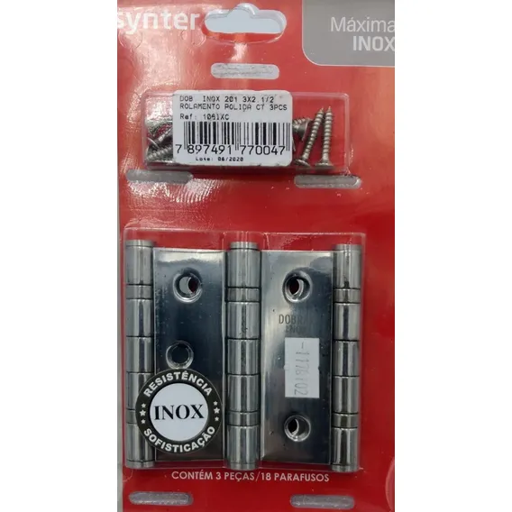 Dobradiça Inox Para Porta Rolamento 3 Peças 106ixc Synter Foto 1