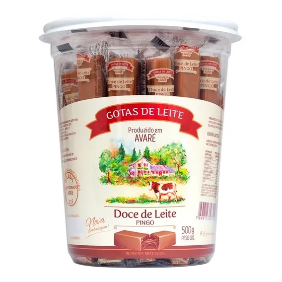 Doce Pingo De Leite Avaré - Gotas De Leite Pote 500g C/ 50un Foto 1