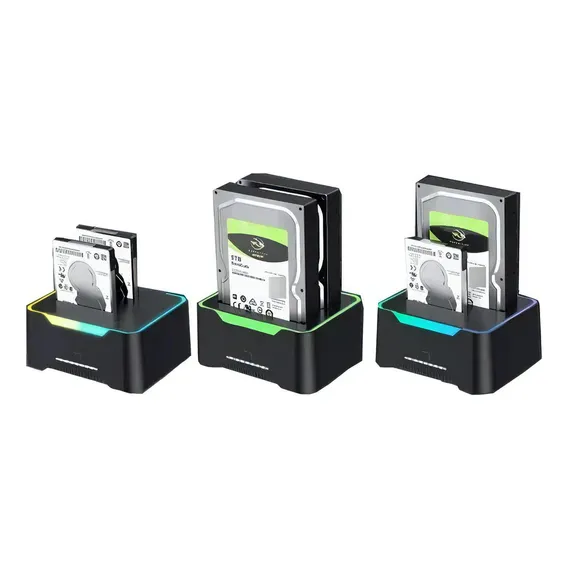 Dock Station Dual Hd Ssd Sata 2.5 E 3.5 Usb 3.0 Botão Clone Foto 1