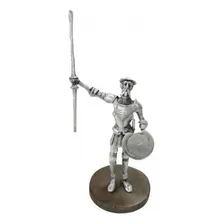 Dom Quixote Prata Grande Em Alumínio Base Madeira Estatueta Cor Dourado-escuro Foto mini  2
