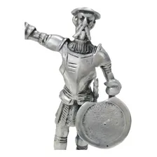 Dom Quixote Prata Grande Em Alumínio Base Madeira Estatueta Cor Dourado-escuro Foto mini  3