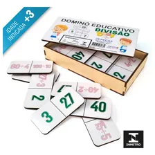 Dominó Educativo Pedagógico Matemático Divisão 28 Peças Mdf Foto mini 2