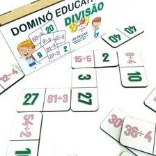Dominó Educativo Pedagógico Matemático Divisão 28 Peças Mdf Foto mini 4