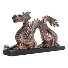 Dragão Chinês Estátua Estatueta Decoração Dourada Ou Prata Cor Bronze Foto mini 2