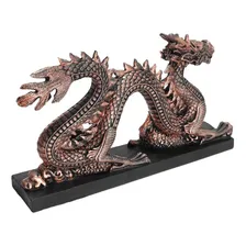Dragão Chinês Estátua Estatueta Decoração Dourada Ou Prata Cor Bronze Foto mini 4