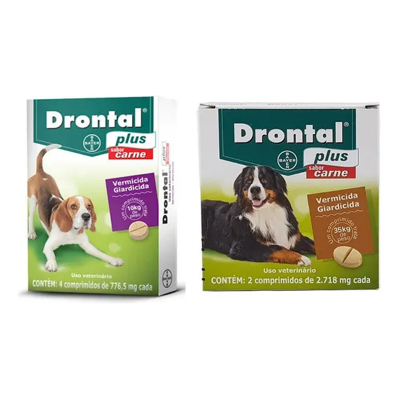 Drontal Plus Cães 10kg 4 Comp+ 1 Drontal Plus Cães 35kg 2 Cp Foto 1