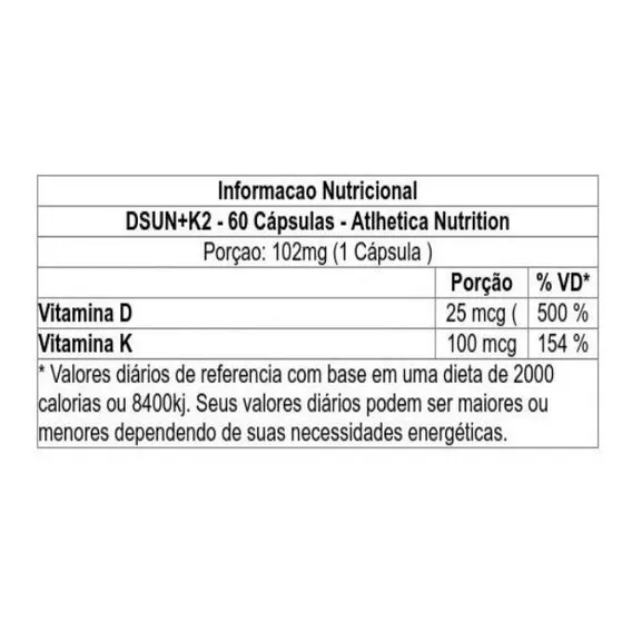 Dsun + K2 Vitamina D3 E K2 Cleanlab - Atlhetica Nutrition Foto 1