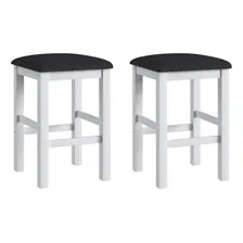 Duas Banquetas Estofadas Em Madeira Maciça Branco Cf Foto mini 1