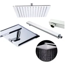 Ducha Chuveiro Inox Braço Quadrado Slim 20cm Banheiro Foto mini 4