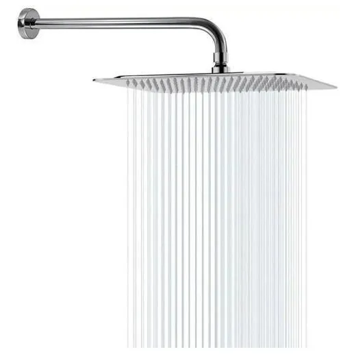 Ducha Chuveiro Quadrado Inox Slim 20cm Braço Redondo 38cm Foto 1
