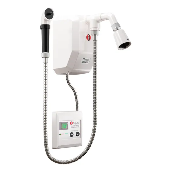Ducha elétrica inteligente digital KDT 8800w 220v com desviador chuveirinho mangueira silenciosa chuveiro branca Foto 1