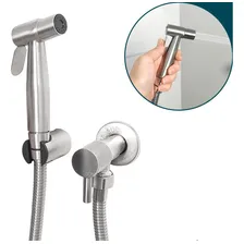 Ducha Higienica Escovada Chuveirinho Inox 304 Com Suporte Chuveirinho Íntimo Completo Bide Banheiro Luxo Dona D.cor Foto mini 1