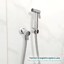 Ducha Higienica Escovada Chuveirinho Inox 304 Com Suporte Chuveirinho Íntimo Completo Bide Banheiro Luxo Dona D.cor Foto mini 2