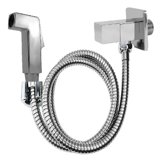 Ducha Higiênica Quadrada Luxo Metal Cromada Completa ¼ Volta Foto 1