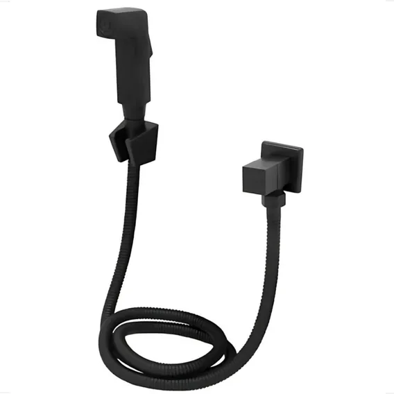 Ducha Higiênica Completa Quadrada Preto Bidê Chuveirinho Foto 1