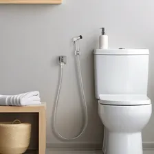 Ducha Higiênica Quadrada Completa 100% Em Metal Cromado Ducha Metal Cromada Luxo Ducha Quadrada Life Metais Foto mini 2