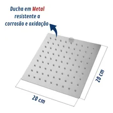 Ducha Inox 20cm Quadrada Square Chuveiro Slim 20x20 Foto mini 1