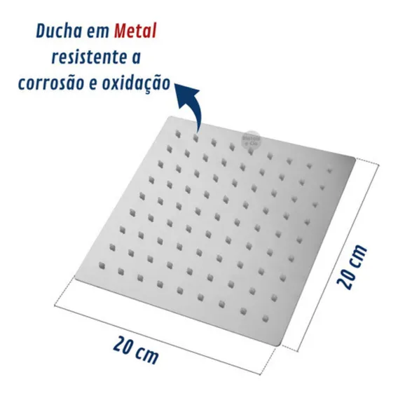 Ducha Inox 20cm Quadrada Square Chuveiro Slim 20x20 Foto 1