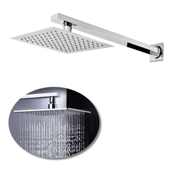 Ducha Inox Chuveiro 20x20 Slim Com Braço 40 Cm Gás Ou Solar Foto 1