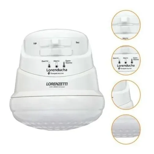 Ducha Lorenducha 6800w 220v Lorenzetti Acabamento Brilhante Cor Branco Foto 1