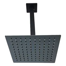 Ducha Quadrada Slim Chuveiro De Teto 20cm Preta Inox Braço Foto mini 2