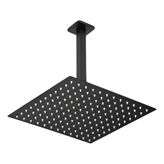 Ducha Quadrada Slim Chuveiro De Teto 20cm Preta Inox Braço Foto 1